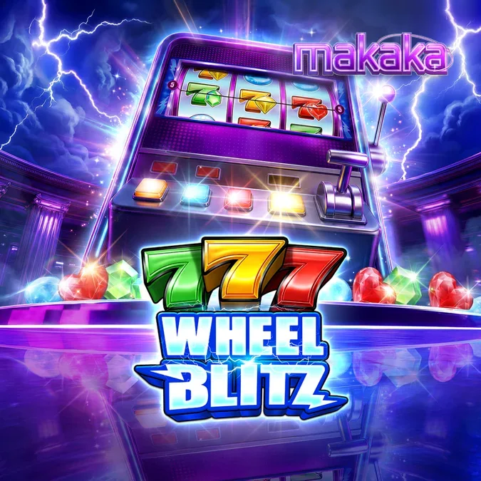 777 Wheel Blitz slot game interface na nagpapakita ng mga gemstone symbols at prize wheels.
